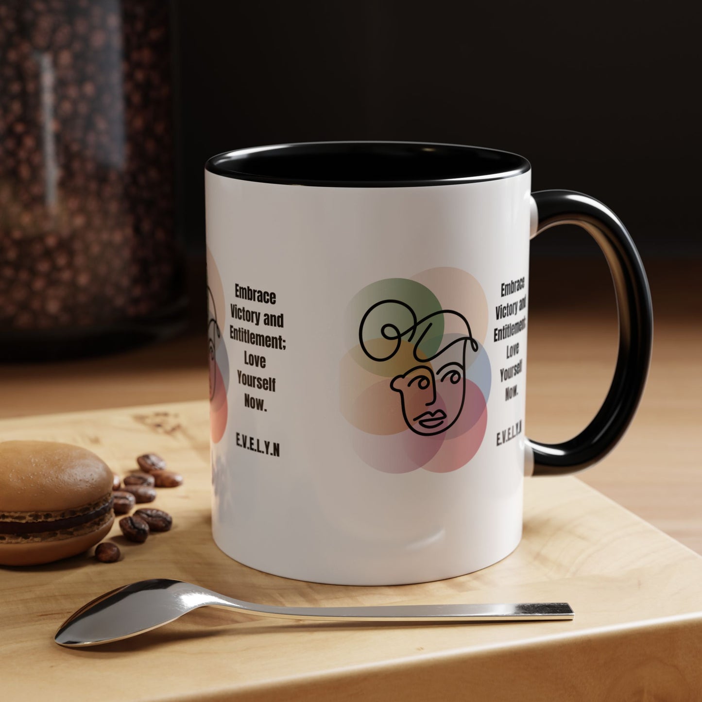 Personalized Initial Sketch Girl Accent Coffee Mug