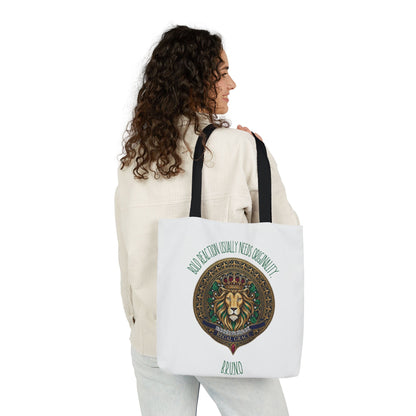 Personalized Initial Quote Circle Lion Canvas Tote Custom Name