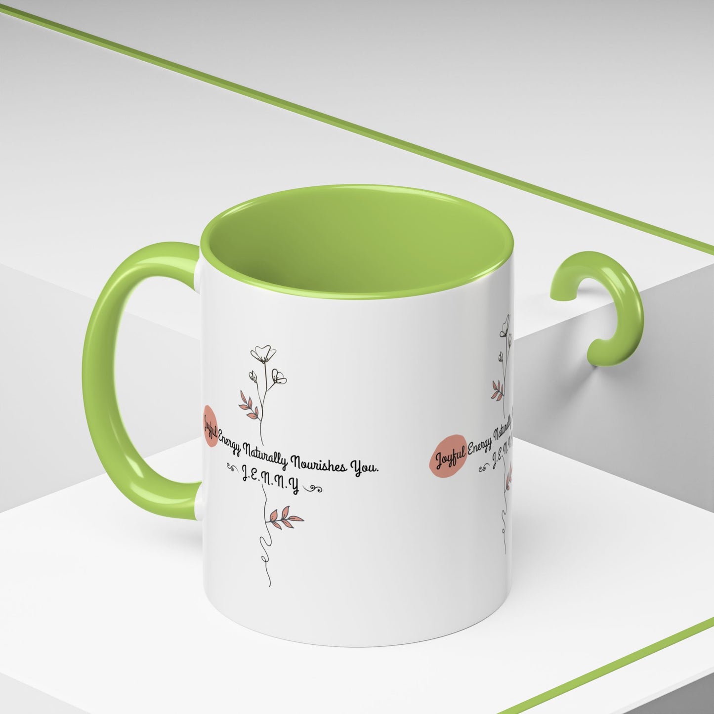 Personalized Initial Floral Minimalist Accent Coffee Mug