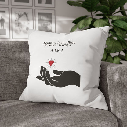 Personalized Initial Quote Gem Hand — Custom Sayings on Square Poly Canvas Pillowcase