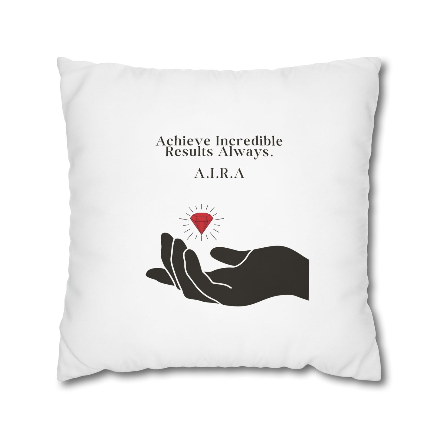 Personalized Initial Quote Gem Hand — Custom Sayings on Square Poly Canvas Pillowcase