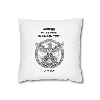 Customized monogrammed pillowcase with personalized quote. High-quality poly canvas square cushion cover, ideal for housewarming, wedding, or anniversary gifts with bespoke text.