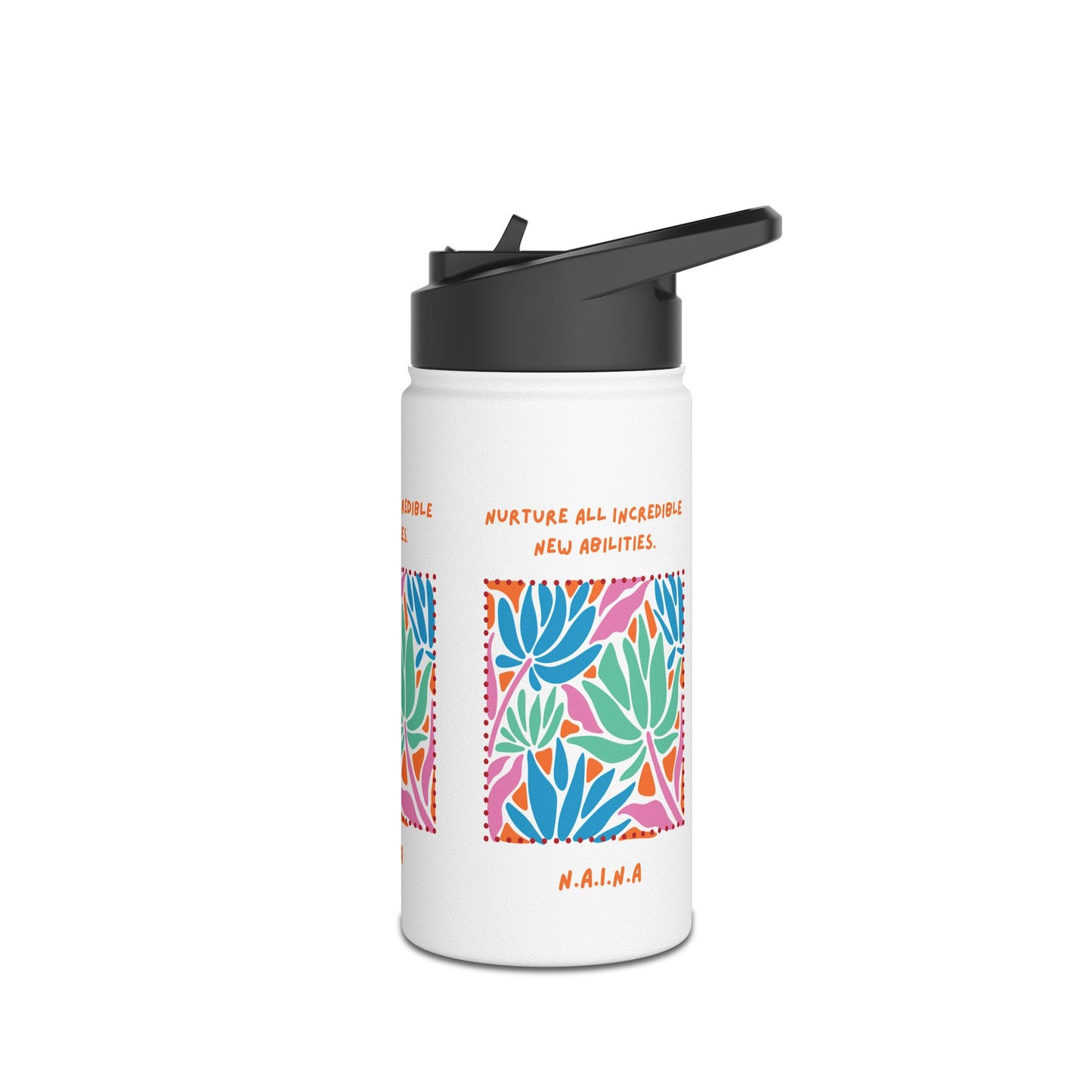 Personalized Initial Quote Floral Momentum Stainless Steel Water Bottle