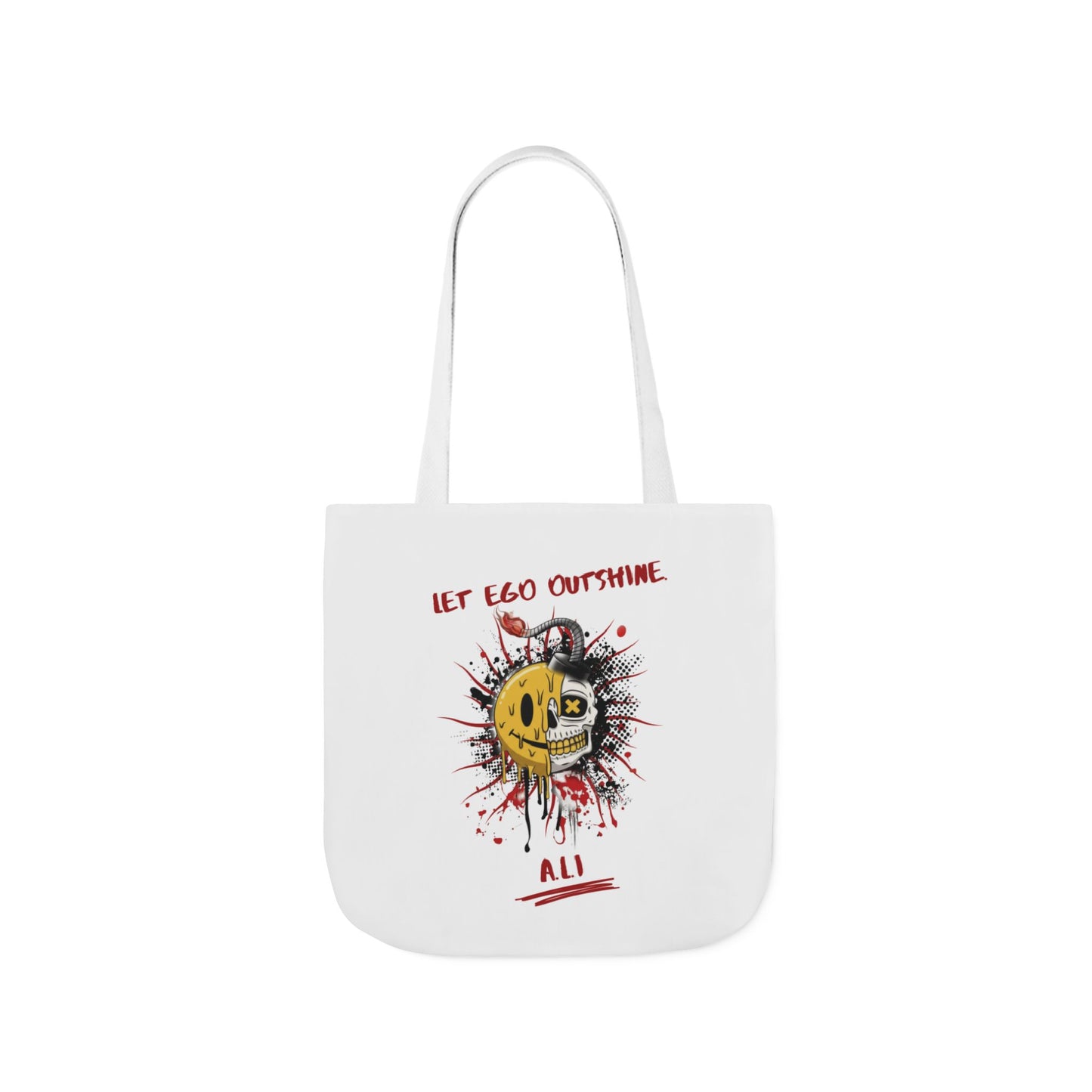 Personalized Initial Quote Split Smile Skull Canvas Tote Custom Name
