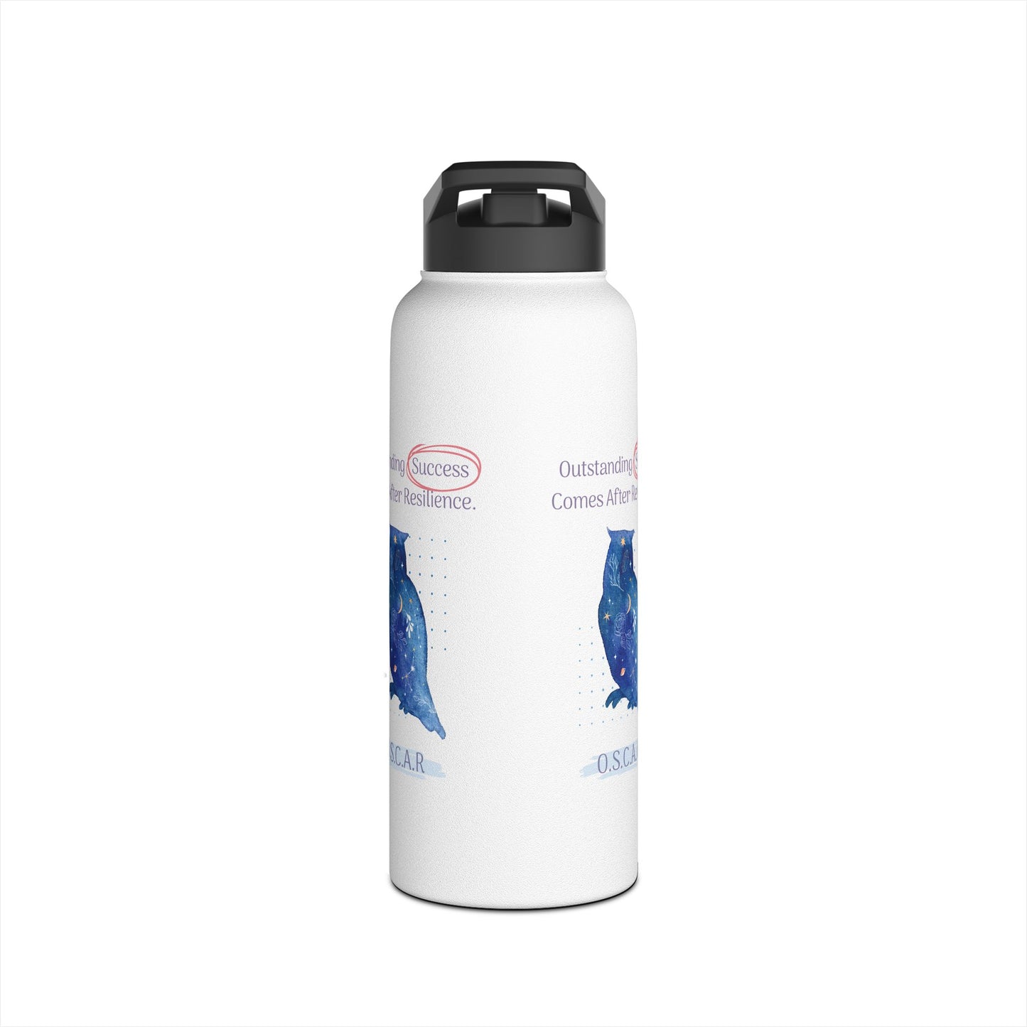 Personalized Initial Quote Owl Galaxy Stainless Steel Water Bottle
