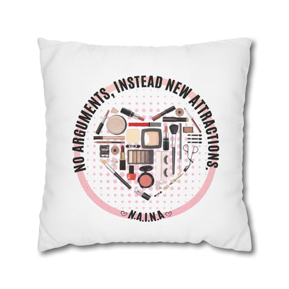 Personalized Initial Quote Cosmetic Heart — Custom Sayings on Square Poly Canvas Pillowcase