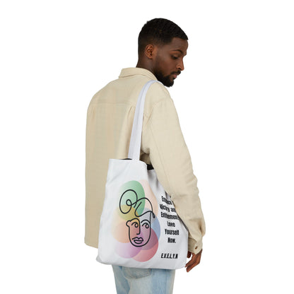 Personalized Initial Quote Sketch Girl Canvas Tote Custom Name