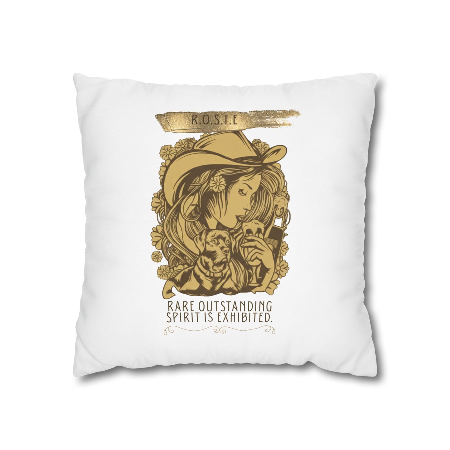 Personalized Initial Quote Golden Girl — Custom Sayings on Square Poly Canvas Pillowcase