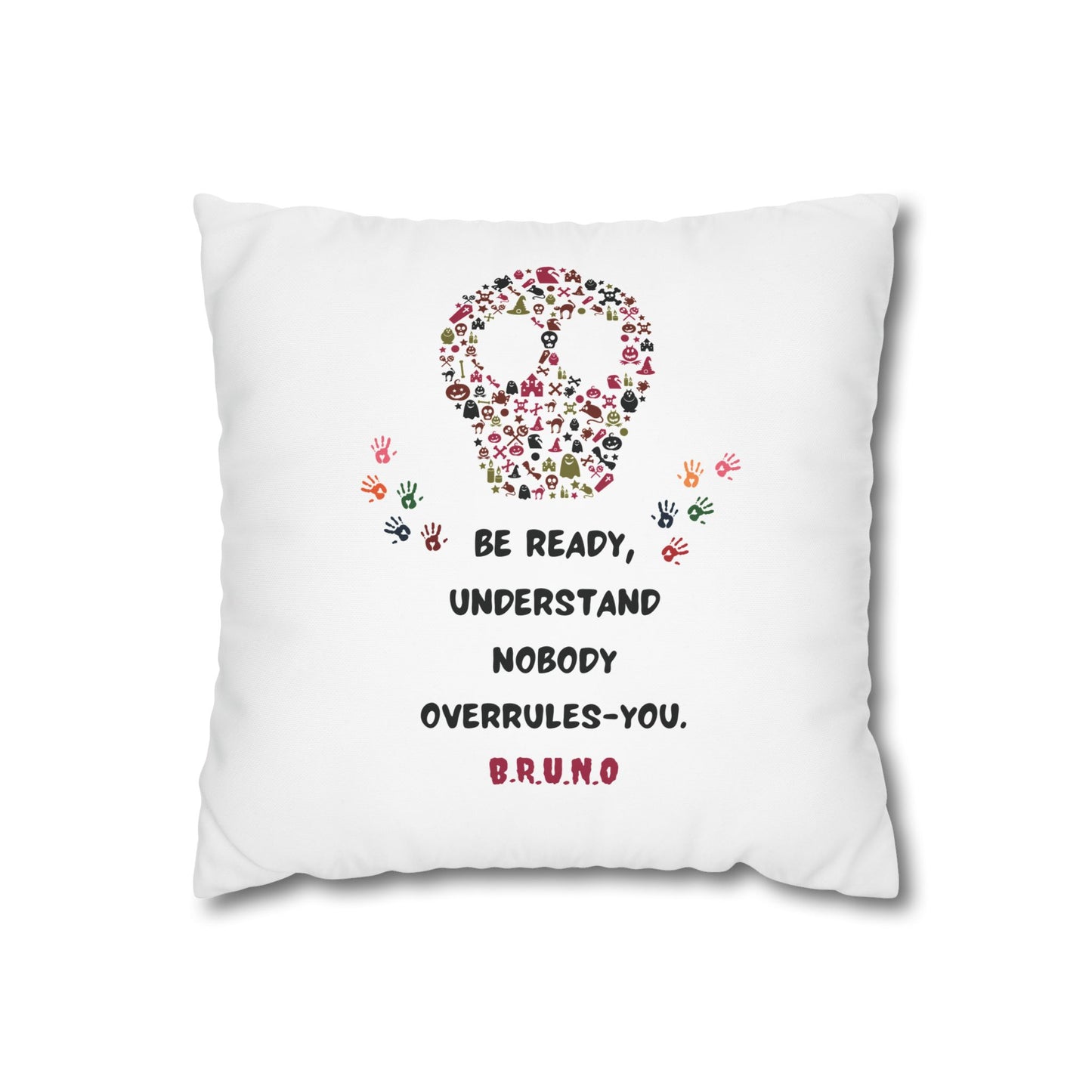 Customized monogrammed pillowcase with personalized quote. High-quality poly canvas square cushion cover, ideal for housewarming, wedding, or anniversary gifts with bespoke text.