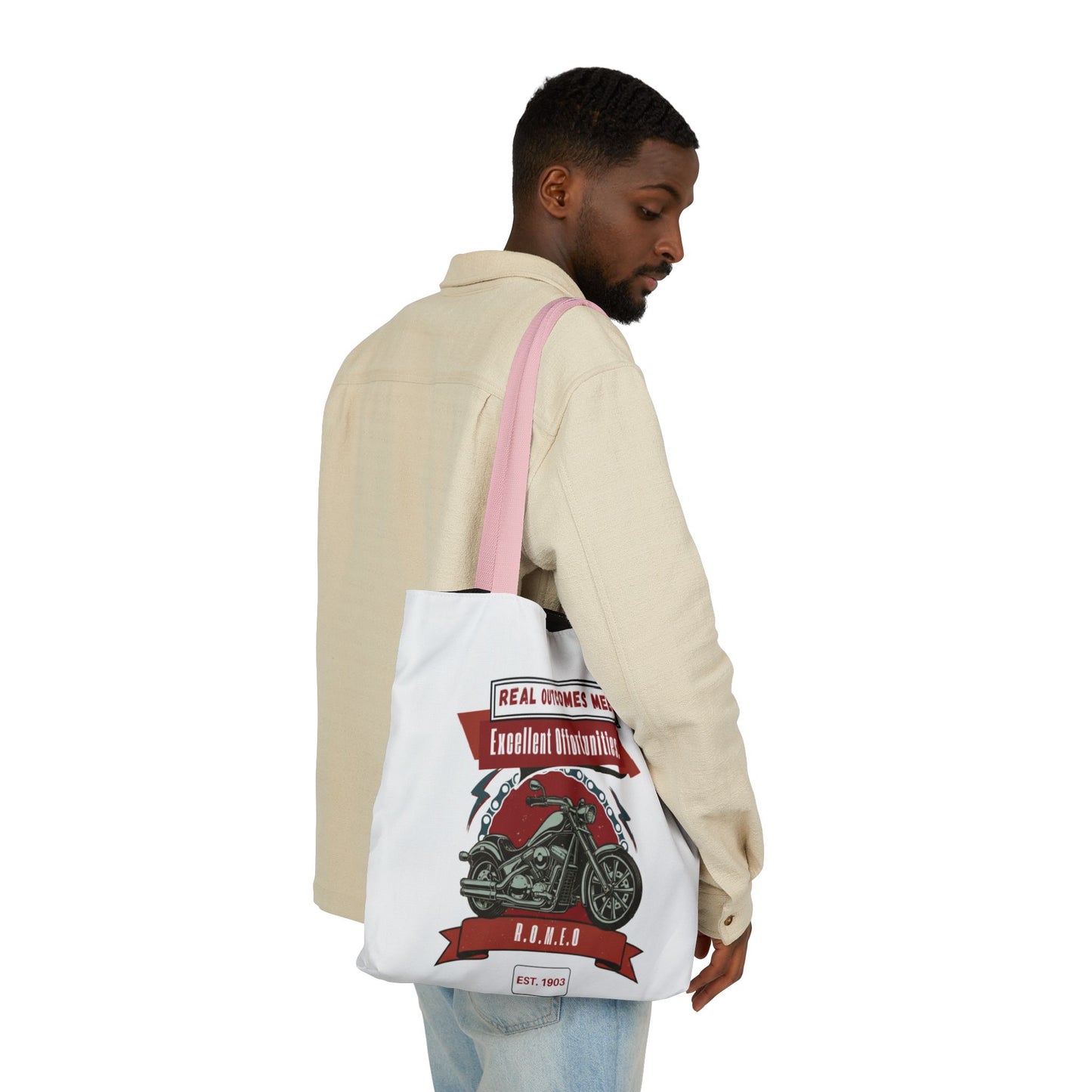 Personalized Initial Quote Motorcycle Canvas Tote Custom Name