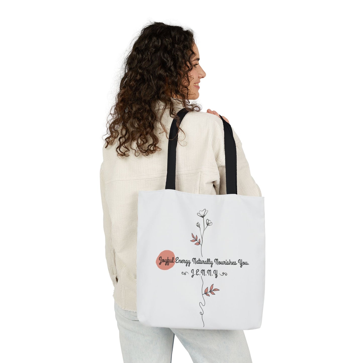 Personalized Initial Quote Floral Minimalist Canvas Tote Custom Name