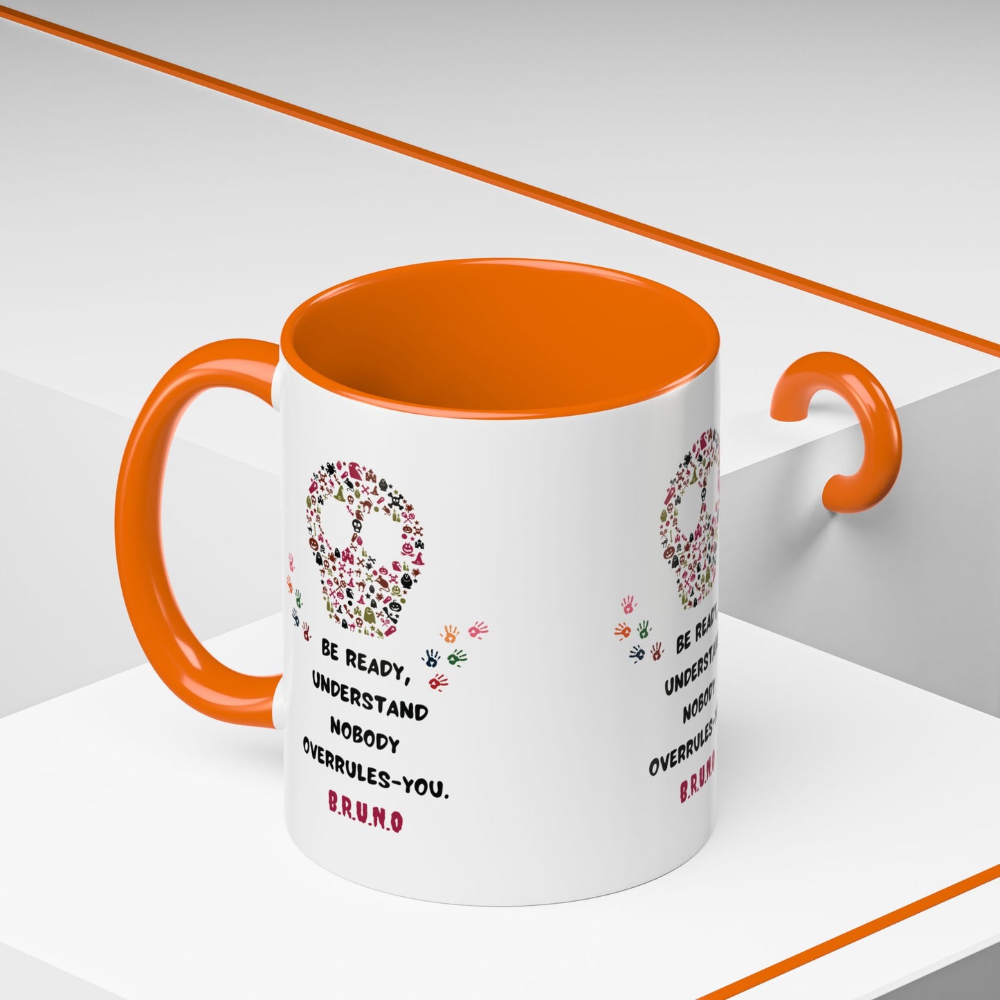 Personalized Initial Floral Skull Accent Coffee Mug