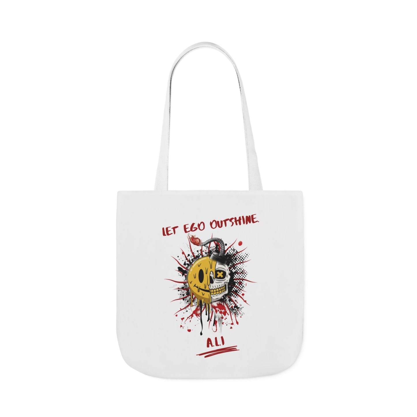 Personalized Initial Quote Split Smile Skull Canvas Tote Custom Name