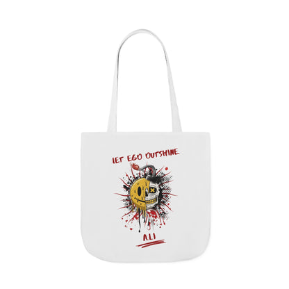 Personalized Initial Quote Split Smile Skull Canvas Tote Custom Name