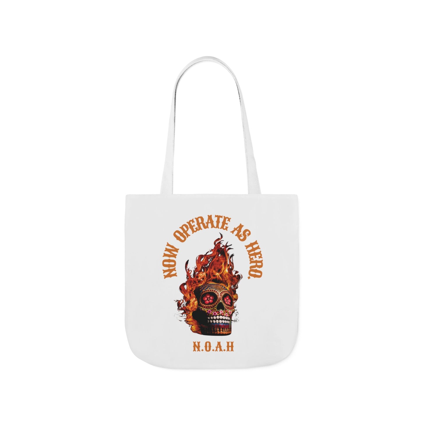 Personalized Initial Quote Fire Skull Canvas Tote Custom Name