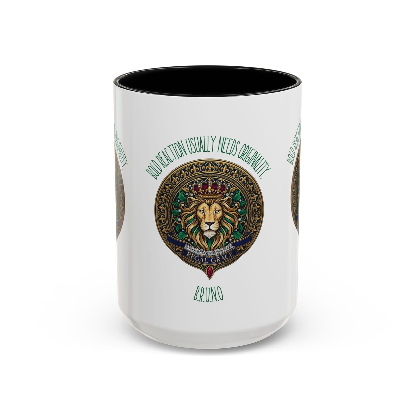 Personalized Initial Circled Lion Accent Coffee Mug