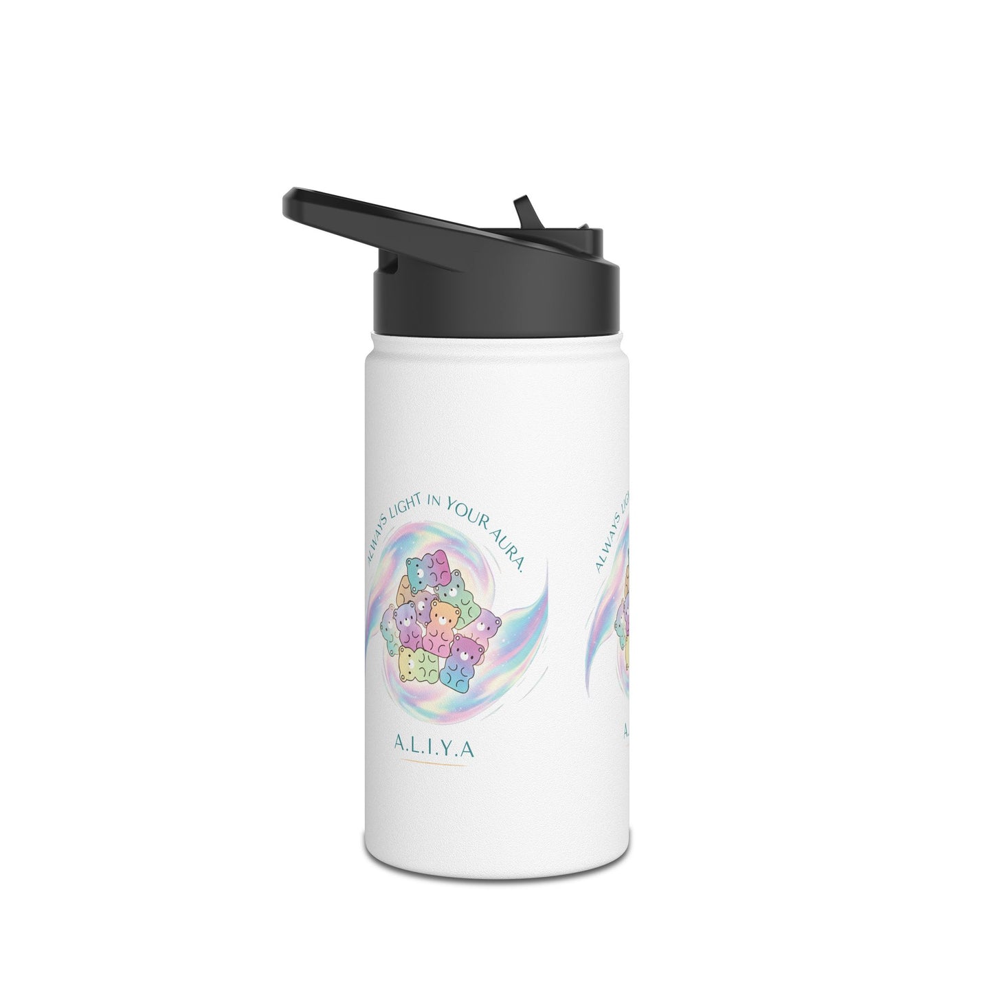 Personalized Initial Pastel Bear Stainless Steel Water Bottle