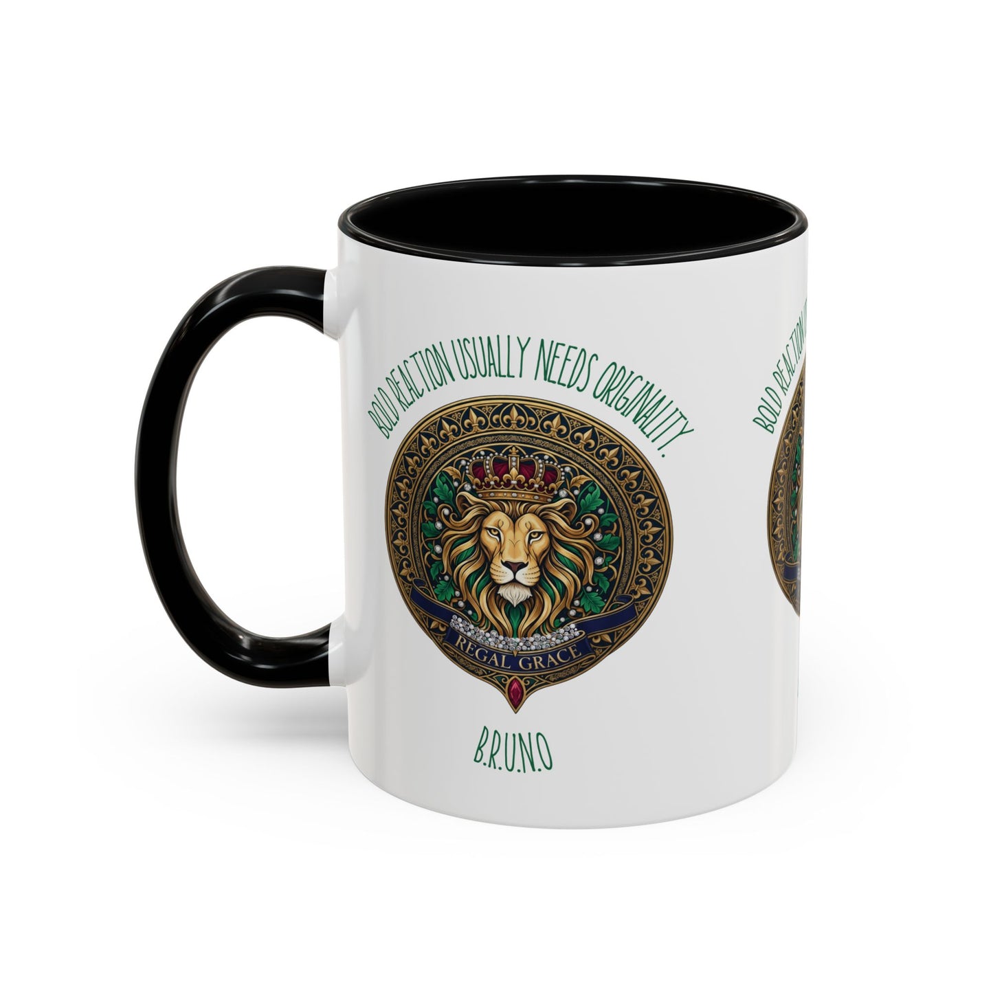 Personalized Initial Circled Lion Accent Coffee Mug