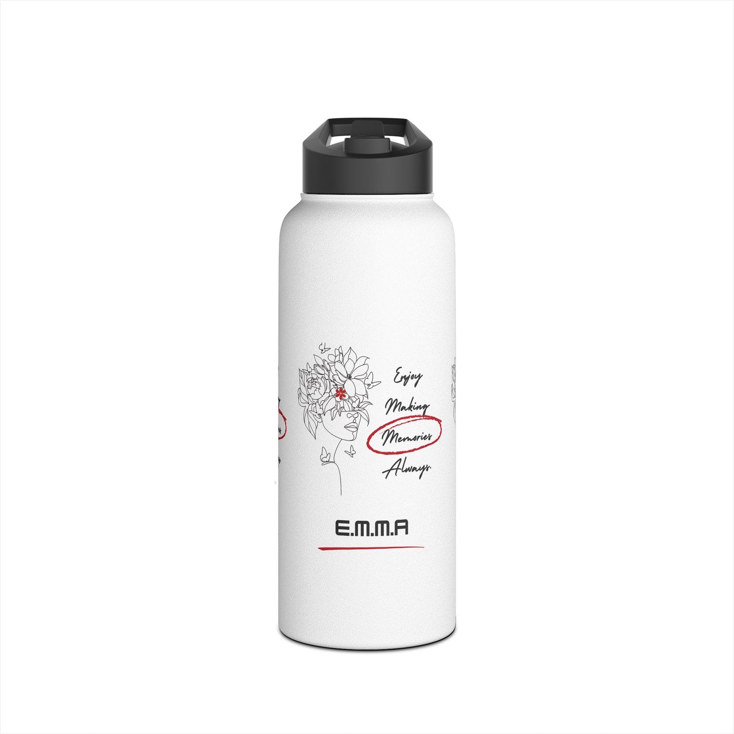 Personalized Initial Quote Floral Girl Stainless Steel Water Bottle