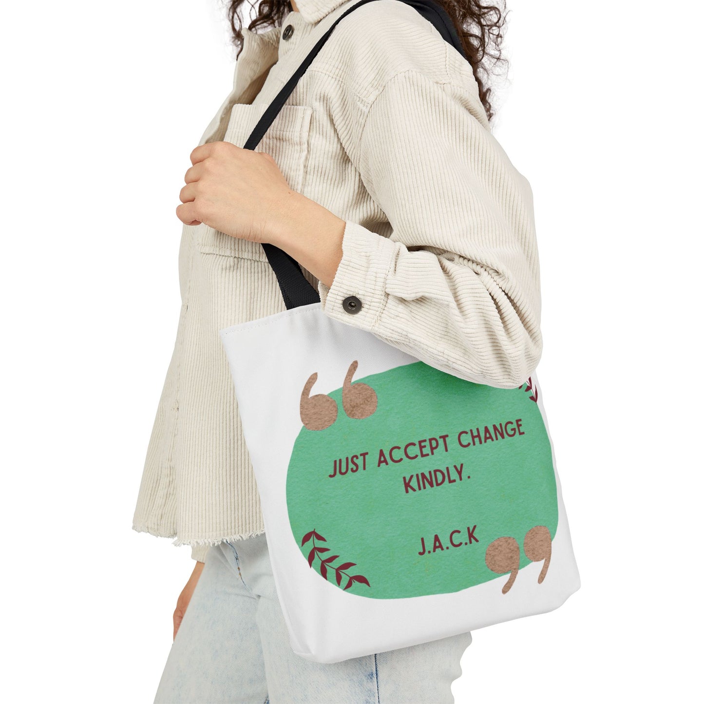 Personalized Initial Quote Inspirational  Note Canvas Tote Custom Name