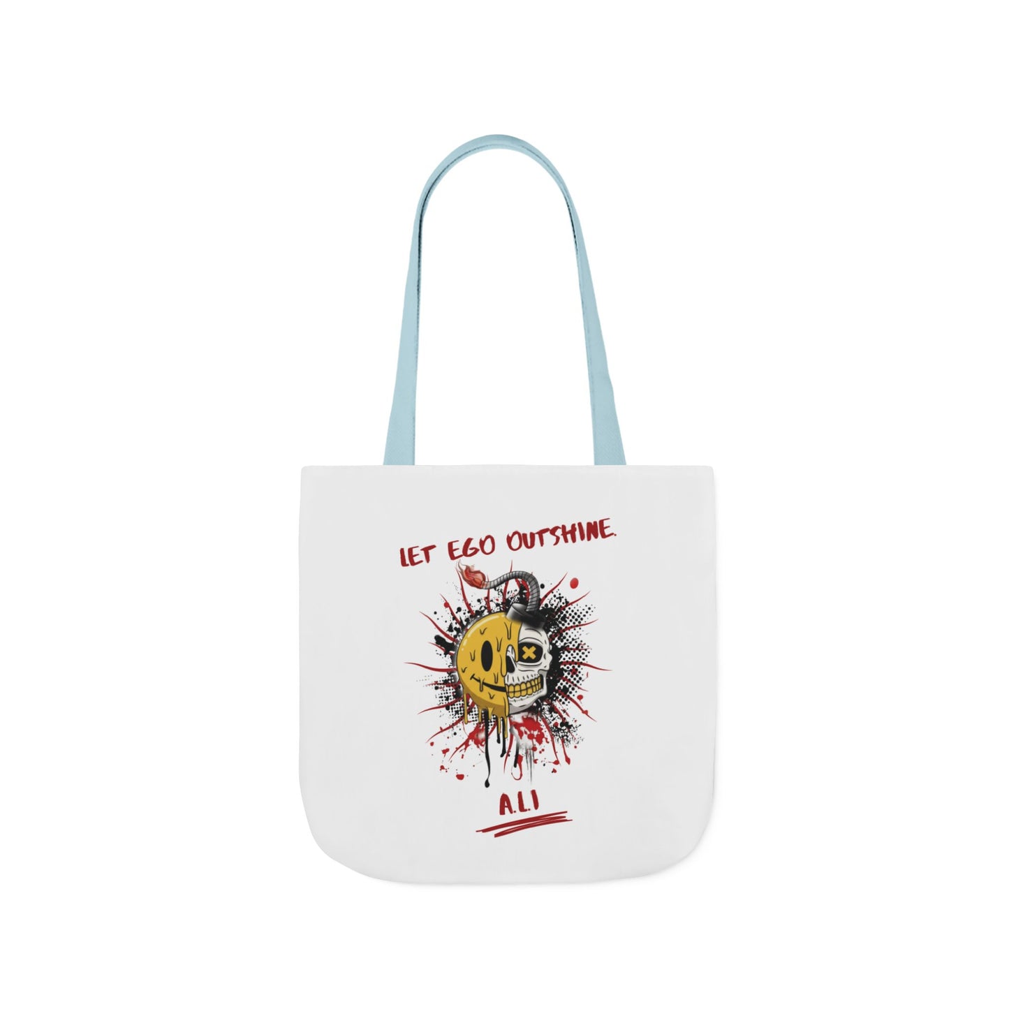 Personalized Initial Quote Split Smile Skull Canvas Tote Custom Name