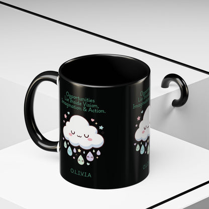 H2 Aura personalized ceramic mug featuring a custom name initial quote and artistic portrait. A unique, high-quality gift that turns a name into a one-of-a-kind statement for daily use.