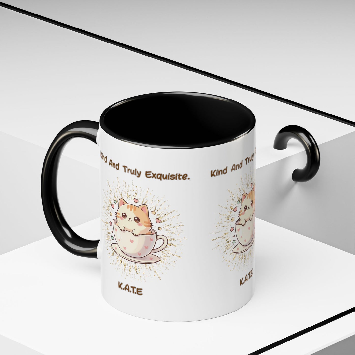Custom acrostic name mug available in 11oz and 15oz. Features personalized name meaning art and power quotes on premium, dishwasher-safe ceramic. Perfect for office decor and meaningful gifts.