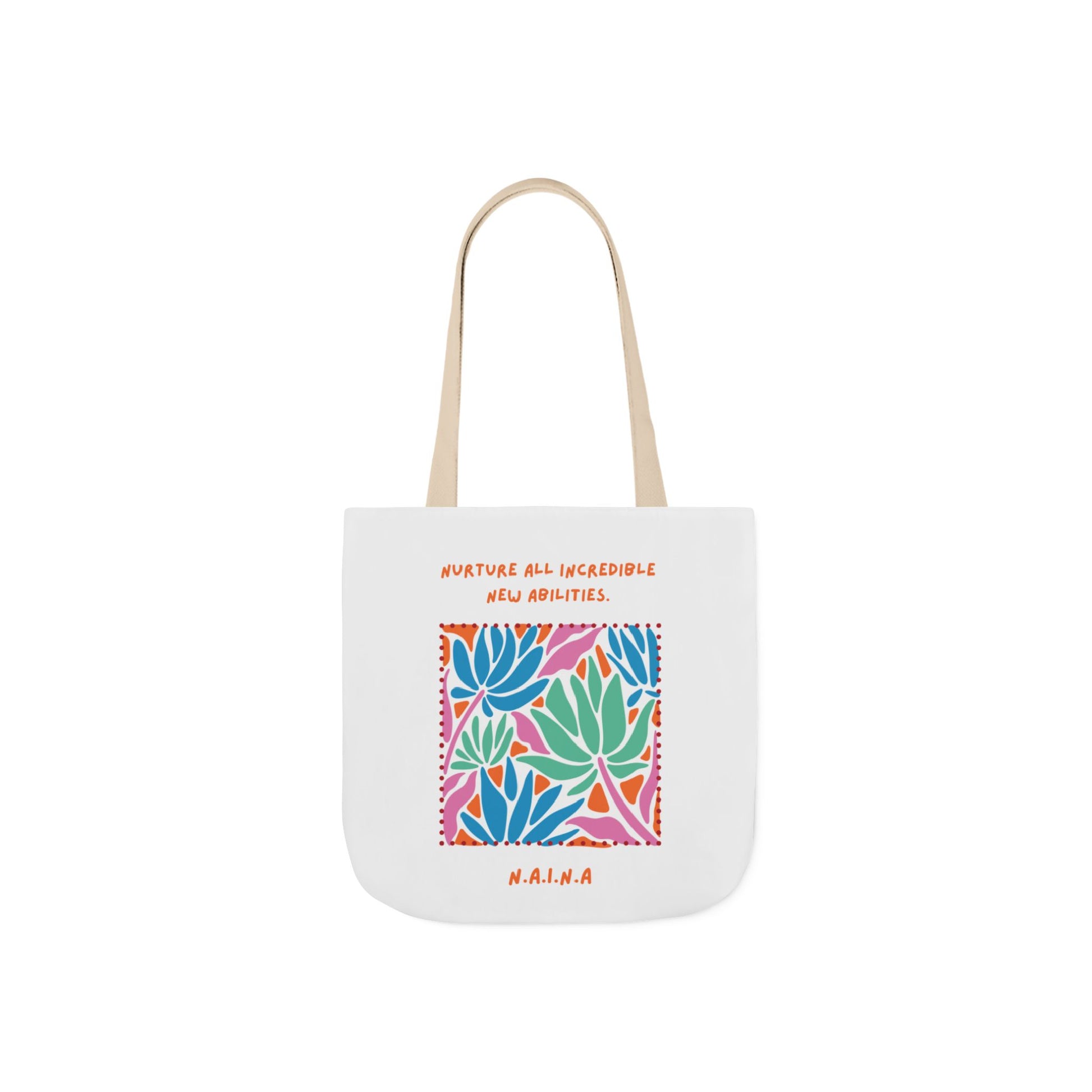 Aesthetic canvas tote bag with custom acrostic name art. Durable, eco-friendly reusable cotton bag featuring a personalized initial quote and minimalist design for sustainable everyday fashion.