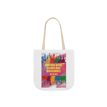 Aesthetic canvas tote bag with custom acrostic name art. Durable, eco-friendly reusable cotton bag featuring a personalized initial quote and minimalist design for sustainable everyday fashion.
