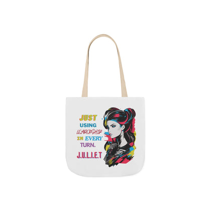 Aesthetic canvas tote bag with custom acrostic name art. Durable, eco-friendly reusable cotton bag featuring a personalized initial quote and minimalist design for sustainable everyday fashion.
