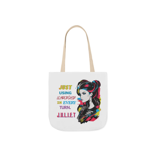 Aesthetic canvas tote bag with custom acrostic name art. Durable, eco-friendly reusable cotton bag featuring a personalized initial quote and minimalist design for sustainable everyday fashion.