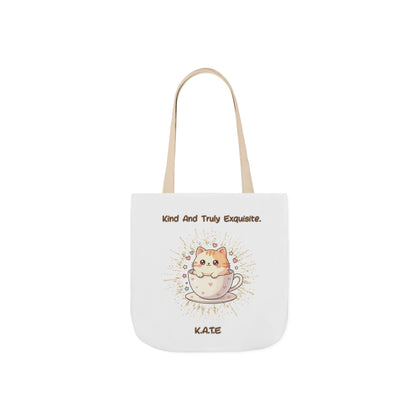 Aesthetic canvas tote bag with custom acrostic name art. Durable, eco-friendly reusable cotton bag featuring a personalized initial quote and minimalist design for sustainable everyday fashion.