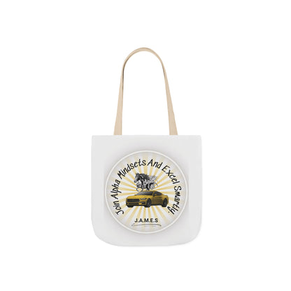 Aesthetic canvas tote bag with custom acrostic name art. Durable, eco-friendly reusable cotton bag featuring a personalized initial quote and minimalist design for sustainable everyday fashion.