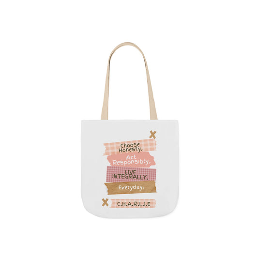 Aesthetic canvas tote bag with custom acrostic name art. Durable, eco-friendly reusable cotton bag featuring a personalized initial quote and minimalist design for sustainable everyday fashion.