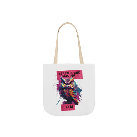 Aesthetic canvas tote bag with custom acrostic name art. Durable, eco-friendly reusable cotton bag featuring a personalized initial quote and minimalist design for sustainable everyday fashion.