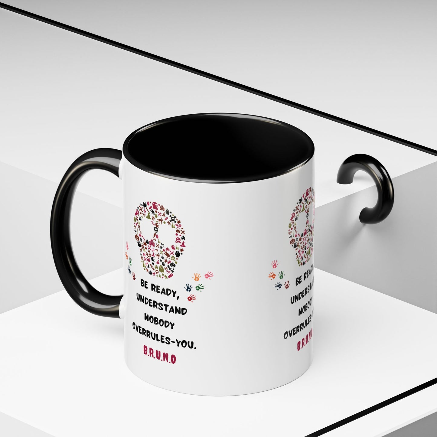 Custom acrostic name mug available in 11oz and 15oz. Features personalized name meaning art and power quotes on premium, dishwasher-safe ceramic. Perfect for office decor and meaningful gifts.